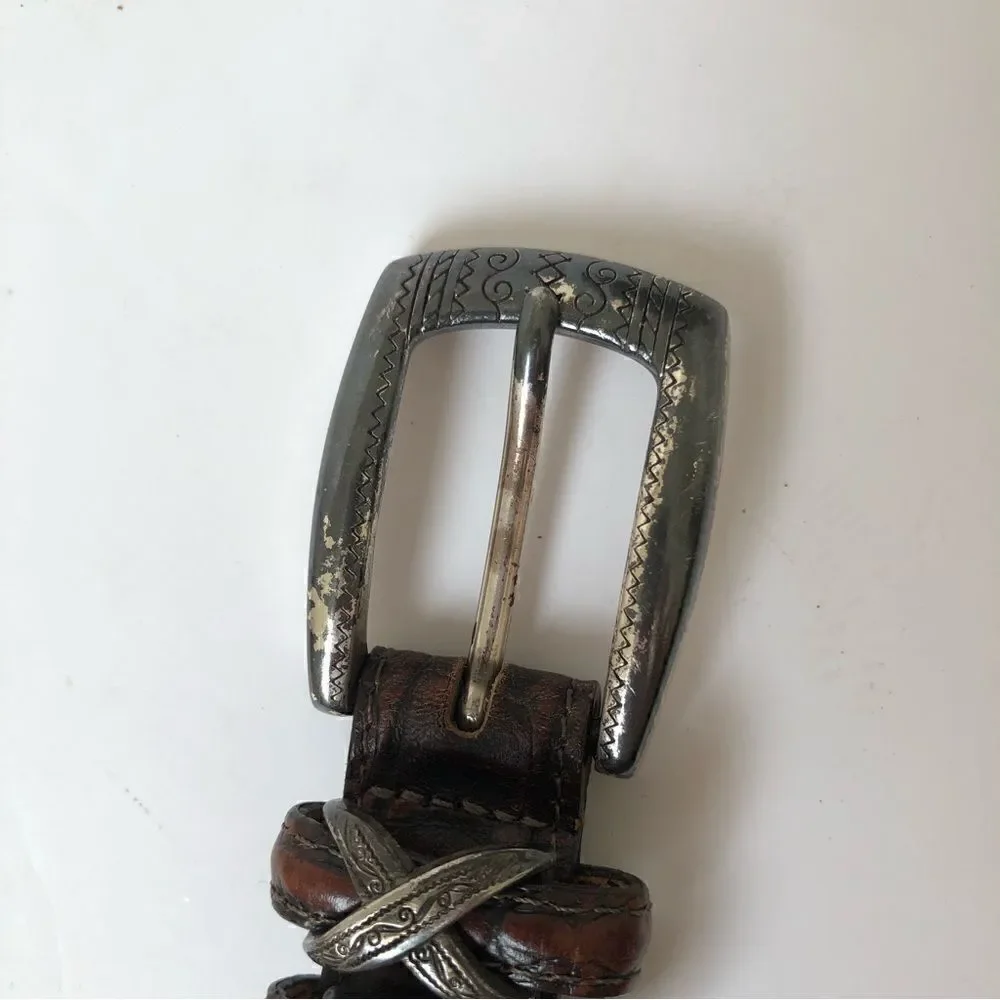 Brighton reptile print leather belt with silver finished buckle